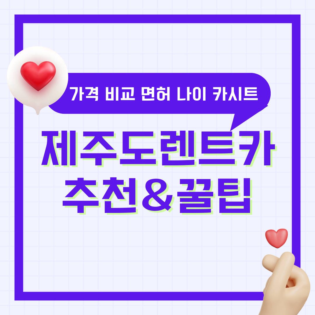 제주도 렌트카 추천 가격 비용 비교 면허 나이 카시트 디시 등 예약 꿀팁 총정리
